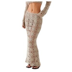 NWT PepperMayo Sorrentino Crochet Maxi Skirt Sage XS S Sheer Boho Festival